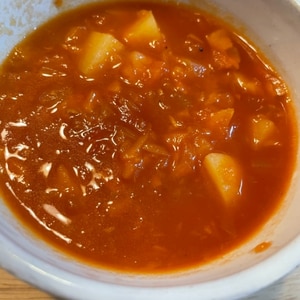 トマト缶で鶏肉入り燃焼トマトスープ